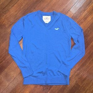 Men’s Blue Hollister Preppy V-Neck Sweater Cardigan Size Small